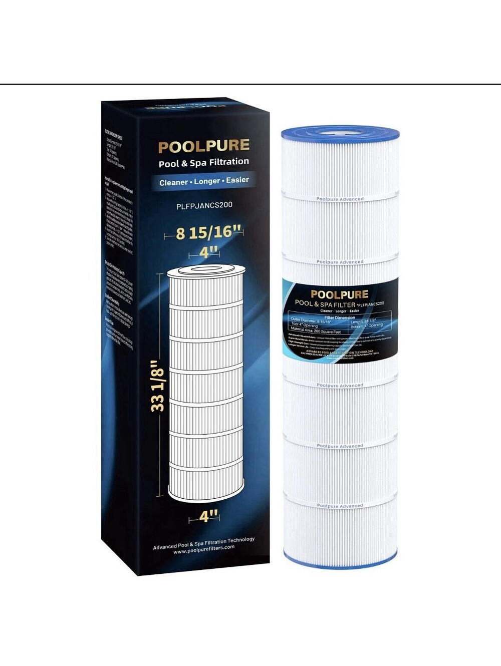 POOLPURE 200 Sq Ft Filter Jandy CS200 Unicel C-8418 Pleatco PJANCS200 Filbur